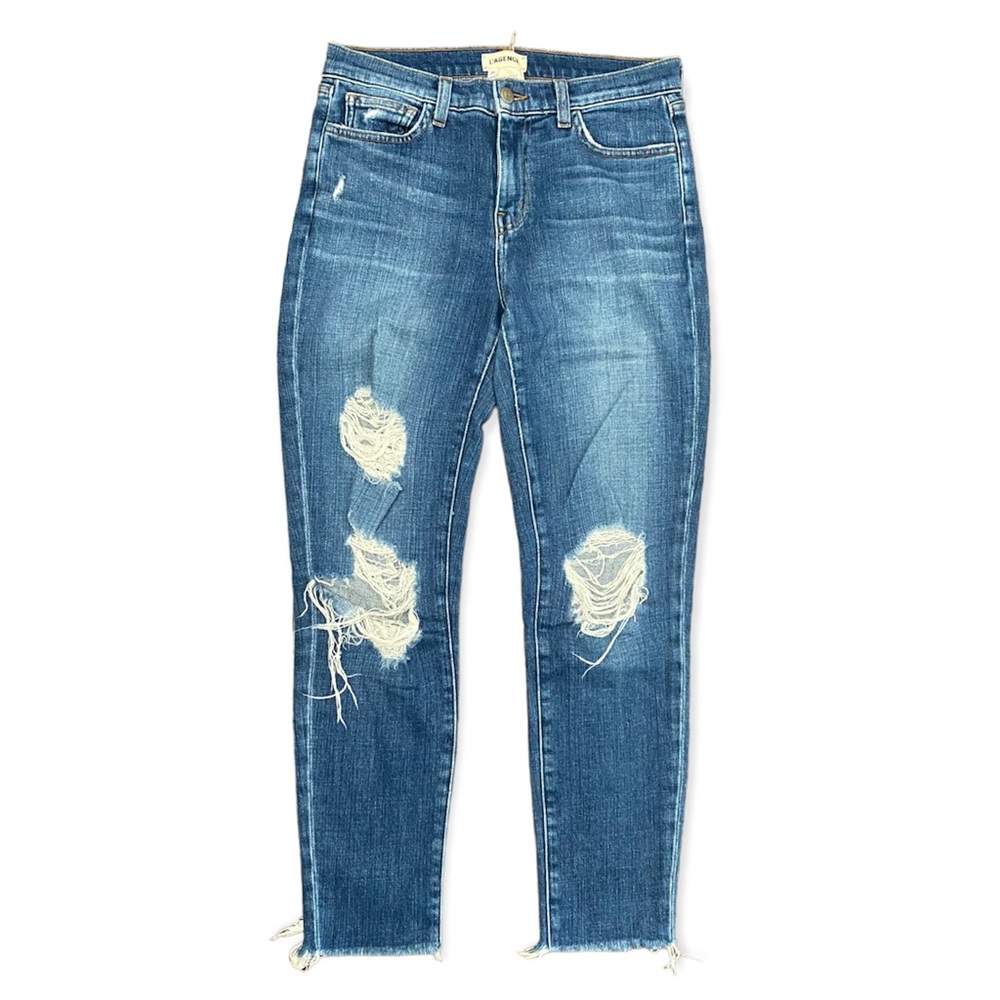L’AGENCE Skinny Jean Destroyed Dark Wash 26